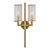 Kelly Wearstler for Visual Comfort Signature Liaison Double Sconce in Antique-Burnished Brass with Clear Glass For Sale