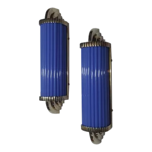 1940s Pair Skyscraper Vintage Art Deco Light Wall Sconces