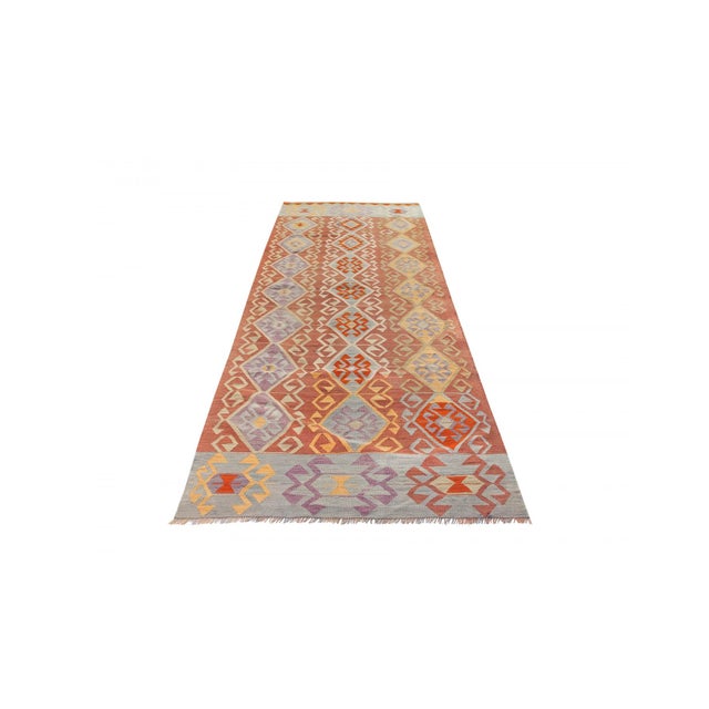 Vintage Decorative Turkish Kilim Runner - 3`10" X 12`0" For Sale - Image 4 of 6