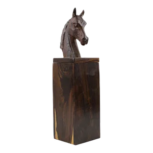 Macassar Wood Hand-carved Horse Head Tall Box