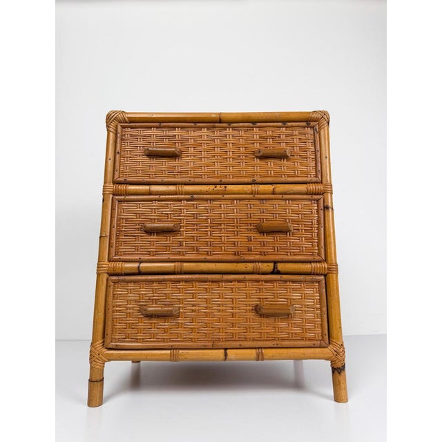 Mid-Century Italian Bedside Chest in Woven Cane, Rattan and Bamboo, 1960s For Sale - Image 11 of 18
