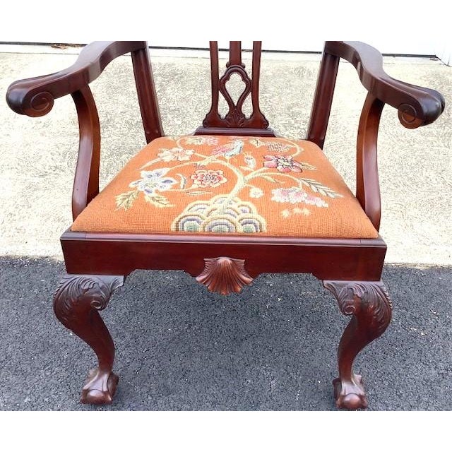 Nice quality mahogany Chippendale style armchairs from the early 20th century. This chair is a copy of a Philadelphia...