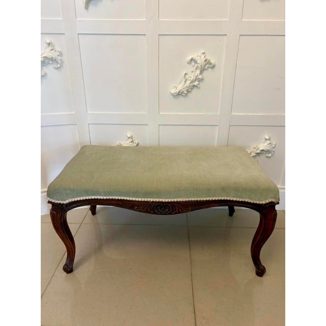 Beige Large Antique Victorian Carved Walnut Stool, 1860s For Sale - Image 8 of 8