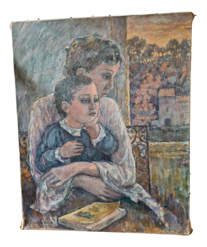 Ulla Fribrock, Mother and Child, Oil Painting on Canvas, Late 20th Century