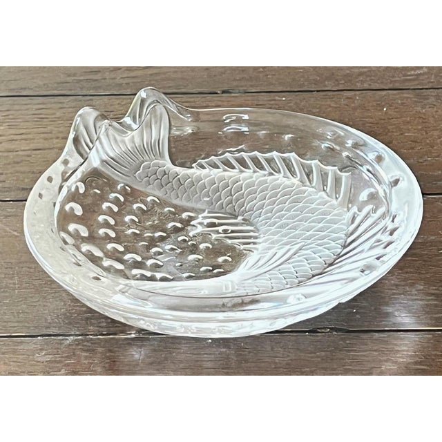 Glass Antique 1941 Rene Lalique Design, Lalique France Crystal Concarneau Koi Fish Cigar Pisces Ashtray For Sale - Image 7 of 7