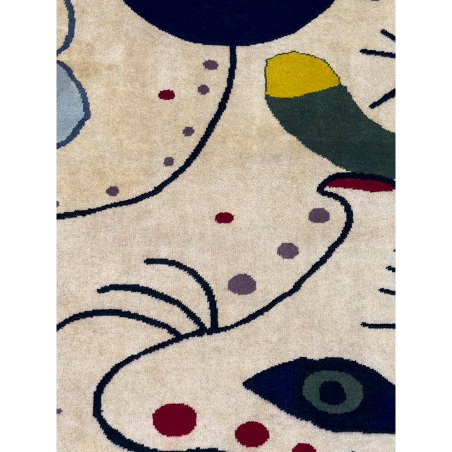 Abstract Mid 20th Century French Artistic Designed After J. Miro Rug 6'0" X 6'7'' For Sale - Image 3 of 12