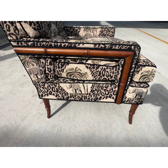 1980s French Chippendale Style Faux Bamboo Lounge Chair For Sale - Image 5 of 8