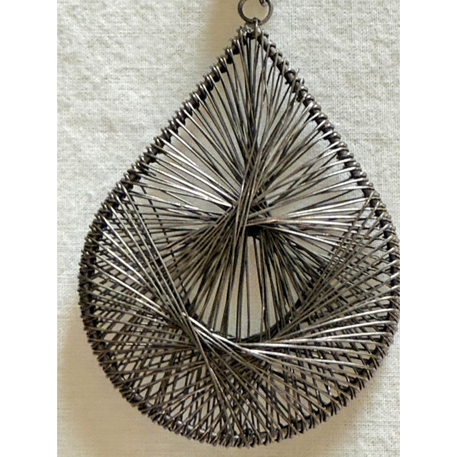 Vintage 1980s 1990s Brutalist Boho Gunmetal Wire Mesh Teardrop Earrings For Sale - Image 4 of 6