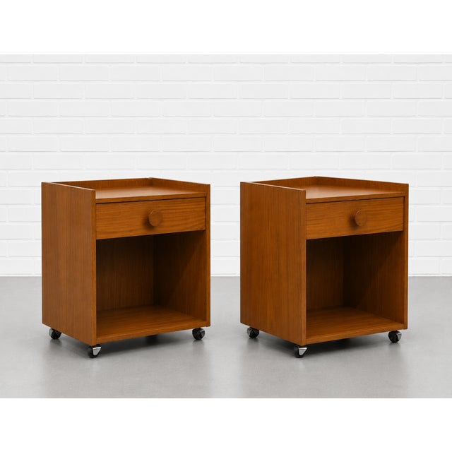 Mid-Century Modern Pair of Danish Mid Century Modern Teak Nightstands, C. 1960's For Sale - Image 3 of 14