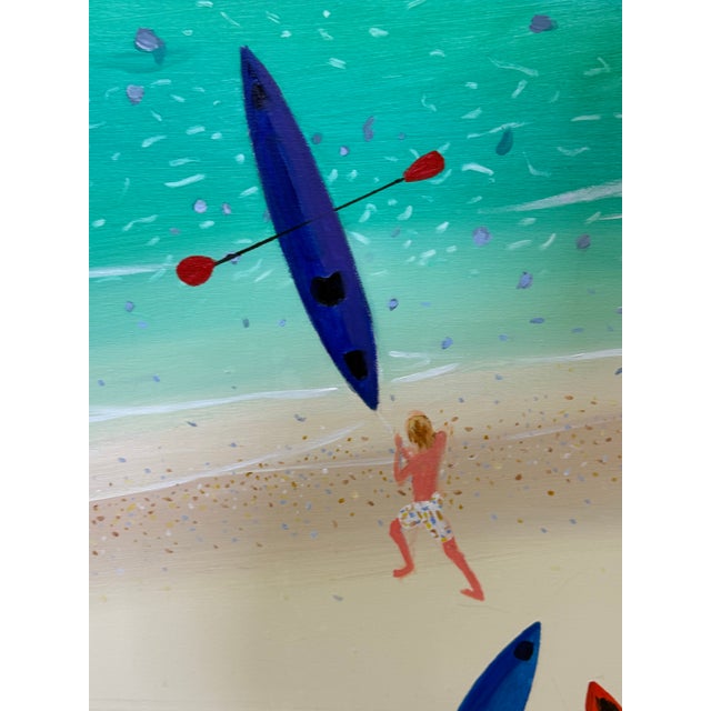 Large Beach Scene Acrylic on Canvas by Joe Davis For Sale - Image 4 of 10