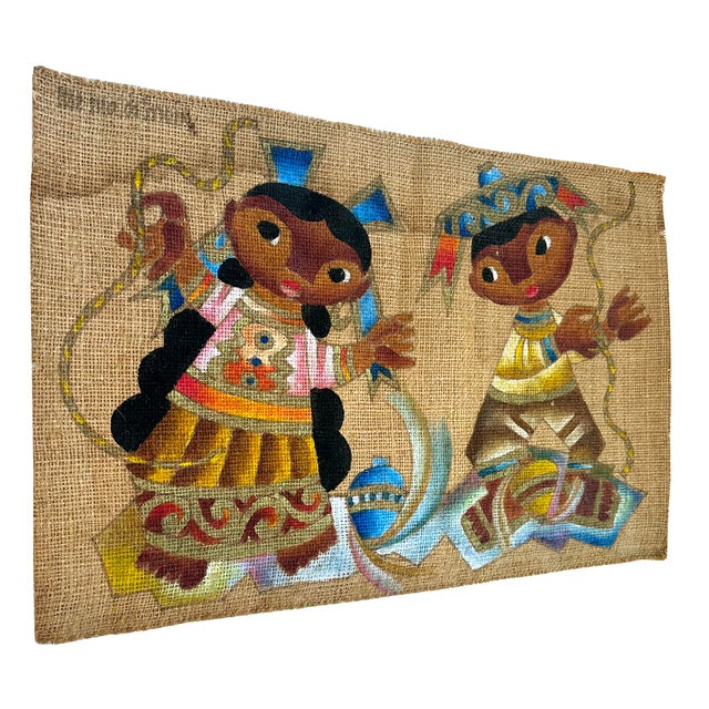 Rare large size vintage Jose Maria de Servin (1917-1983) painting from the 1960s, featuring a girl and boy portrait on...