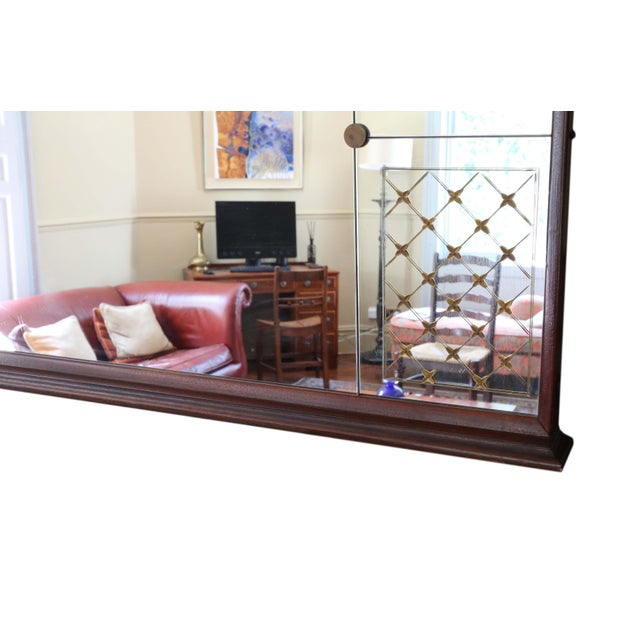 Large Vintage Italian Mahogany Wall Mirror, 1950 For Sale - Image 3 of 11
