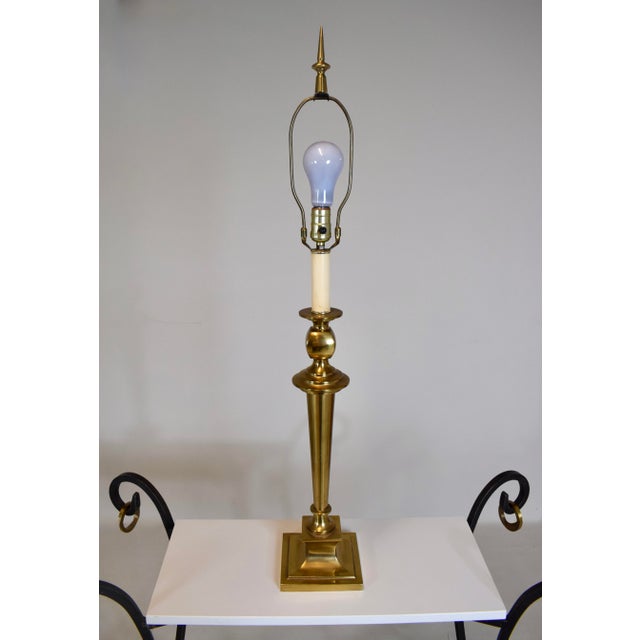 Mutual Sunset Lamp Corporation Brass Hollywood Regency Lamps, Pair For Sale - Image 9 of 10