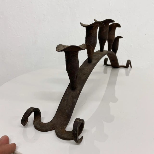 1940s Spanish Colonial Rustic Iron Scroll Five Arm Candle Holder Chairish