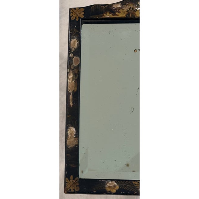Antique English Chinoiserie Black Japanned Dressing Table Mirror / Table Top Easel Mirror For Sale - Image 9 of 18