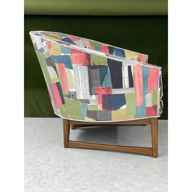 Mid-Century Modern 1950s Attributed to Lawrence Peabody for Richardson Nemschoff Horseshoe Armchair Reupholstered For Sale - Image 3 of 8