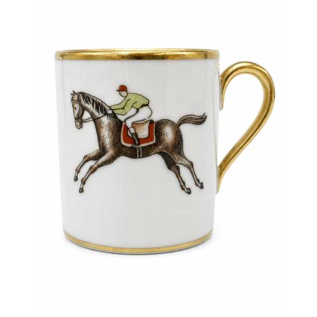 Mid 20th Century Vintage Hertel Jacob Bavaria Equestrian Demitasse Cups Saucers Set 2 Germany - 4 pcs For Sale - Image 5 of 9