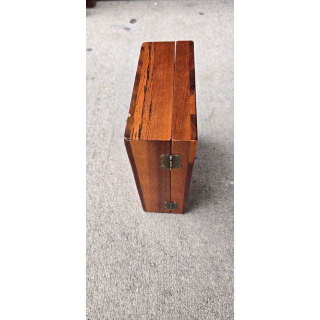 1950s Franklin Templetion Wooden Keepsake Box / Humidor With Engraved Lid For Sale - Image 6 of 12