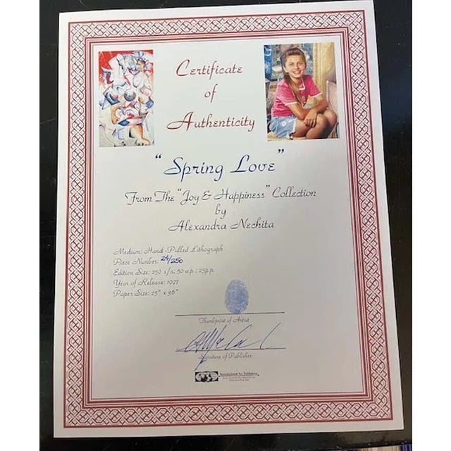Alexandra Nechita "Spring Love" Signed Lithograph For Sale In Denver - Image 6 of 6