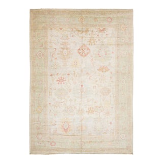 Grand Scale Modern Oushak Style Rug 14' X 19' Hand-Knotted Wool For Sale