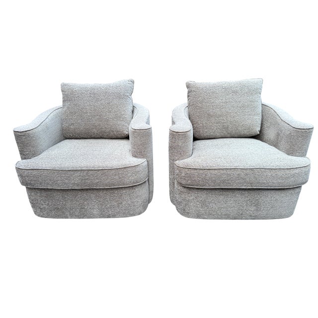 Traditional Bernhardt Tara Swivel Arm Chair - A Pair For Sale - Image 3 of 14