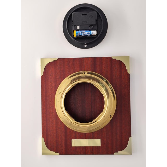 Staiger Maritime Wall Clock in Brass and Wood, 1970s For Sale - Image 6 of 8