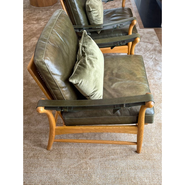 Leather & Cane Arm Chair For Sale - Image 9 of 12