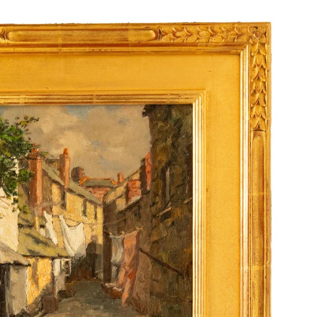 Antique American California Impressionist Oil Canvas Painting St. Ives Cornwall by Anna Althea Hills, 1910 For Sale In Portland, OR - Image 6 of 13