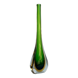 Vintage Murano Sommerso Formia Art Glass Vase — Green