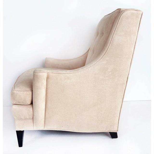 1940s 1940s Mid-Century Modern Club Chairs, Ultrasuede Upholstery, Loose Seat Cushions For Sale - Image 5 of 11