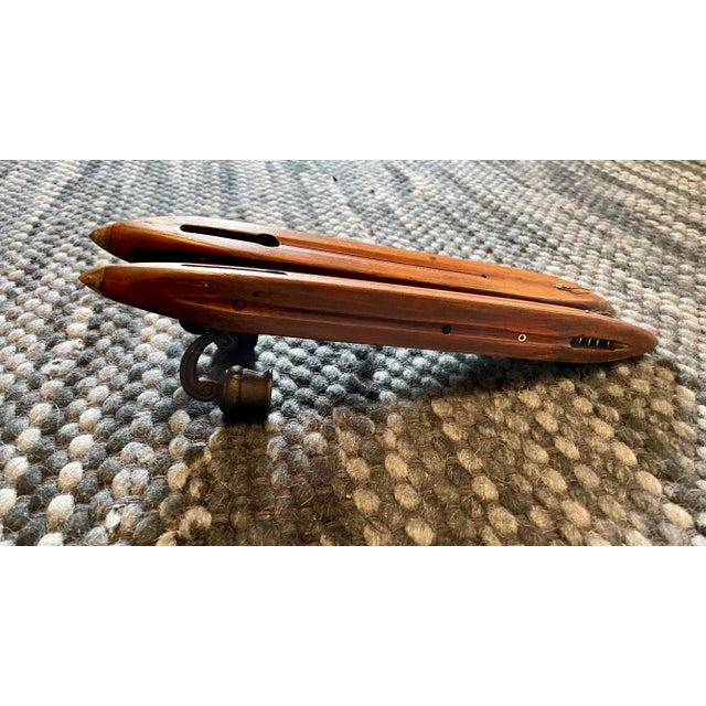 Brown Vintage Wooden Candle Holders from Weaving Shuttle Loom - Set of 2 For Sale - Image 8 of 12