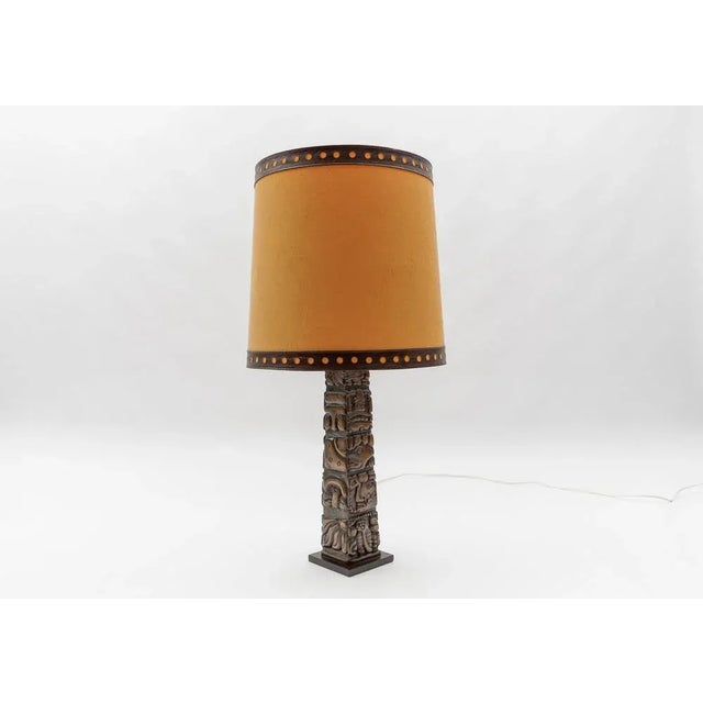 Hand Carved Wooden Mayan Totem Table Lamp by Temde Honduras, 1960s For Sale - Image 11 of 11
