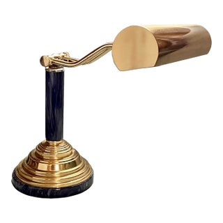 Late 20th Century Stone & Brass Positional Desk Lamp For Sale