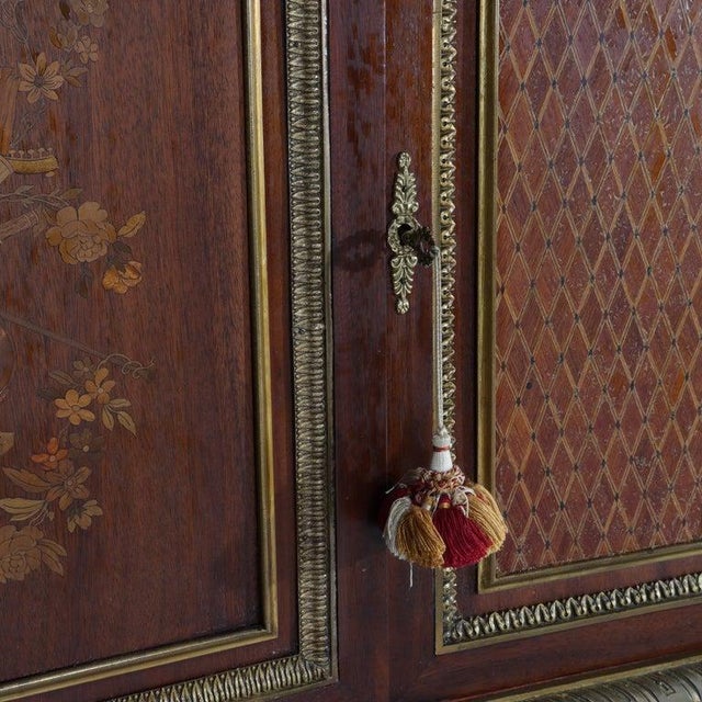 French Louis XVI Rosewood, Kingwood, Mahogany & Ormolu Rouge Marble Top Credenza For Sale - Image 12 of 18