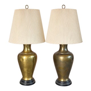 Antique Mid-Century Modern Brass Lamps - a Pair For Sale