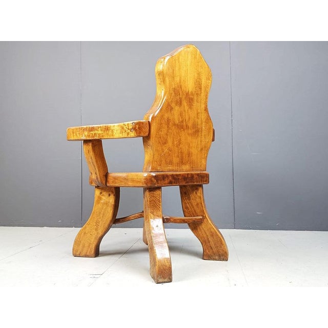 Sturdy solid oak brutalist armchairs. These armchairs are surely the most solid we've ever seen. Thick pieces of oak have...