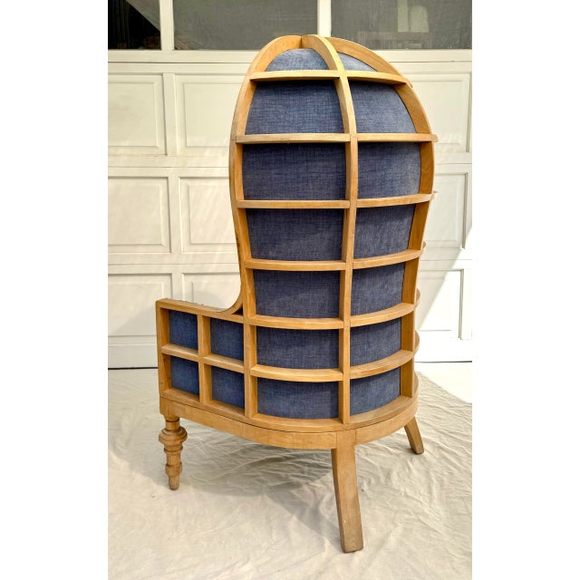 Wood French Chinoiserie Balloon Porters Chair With Wood Cage Design For Sale - Image 7 of 12