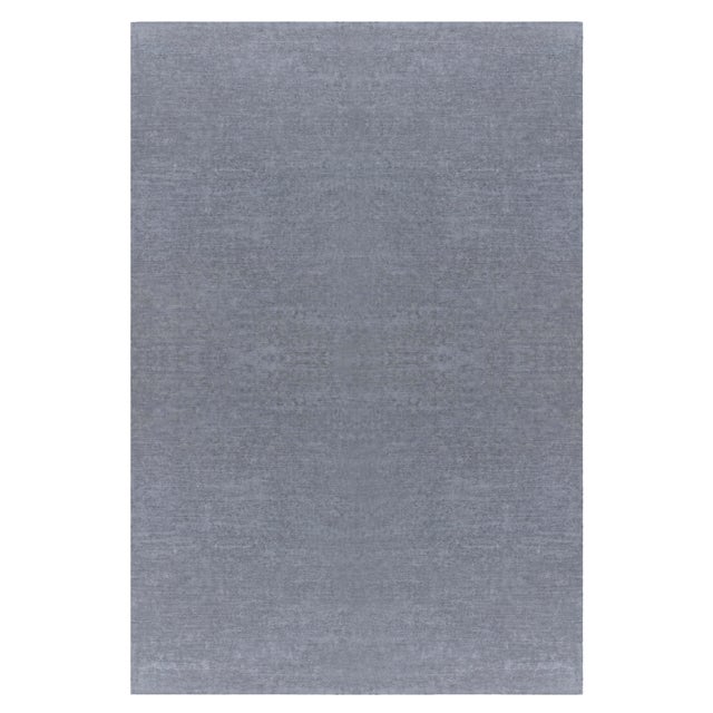 Monochrome Steel Gray Modern Wool Rug by Doris Leslie Blau For Sale