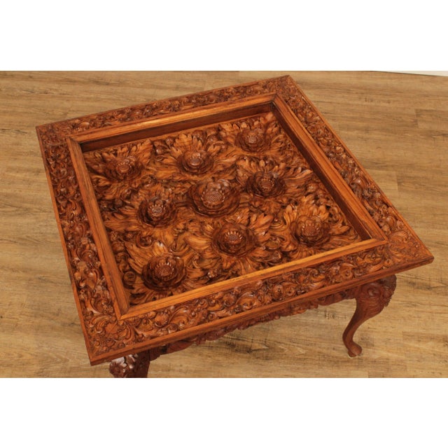 Vintage High Chinese Lotus Flower Coffee Table For Sale - Image 10 of 13