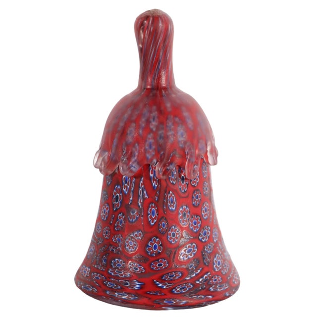 Red Millefiori Glass Bell Made in Italy After Fratelli For Sale - Image 8 of 8