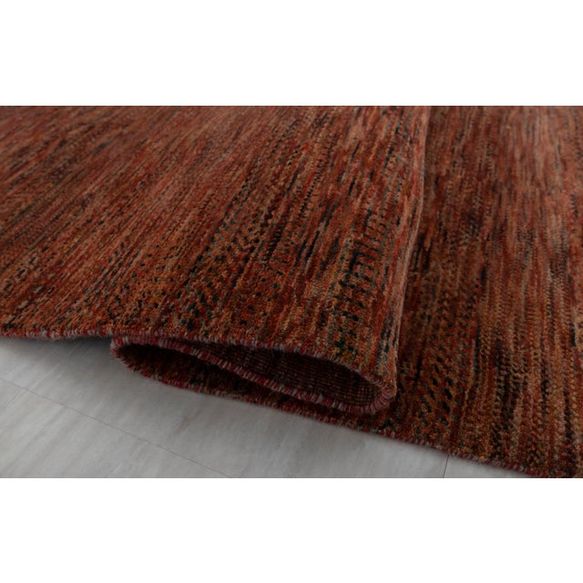 4' x 6' Savannah Hand Knotted Modern Red Rust Wool & Silk Rug For Sale - Image 13 of 15