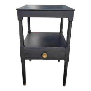 19Thc Original Black Painted Side Table W/ Drawer