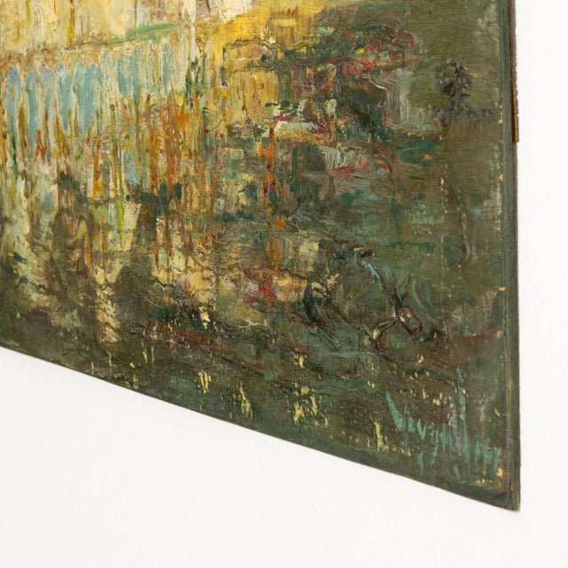 Forest Green Early 20th Century France Forest Green Wood Painting For Sale - Image 8 of 15