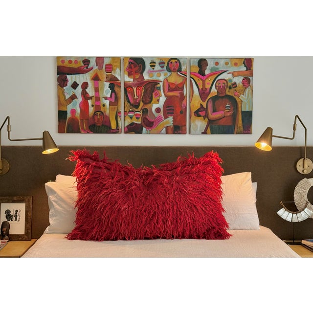 Vintage Turkish Angora Wool Filikli Rug Newly Converted to a Zippered Extra Large Pillow Cover With Insert For Sale - Image 11 of 12