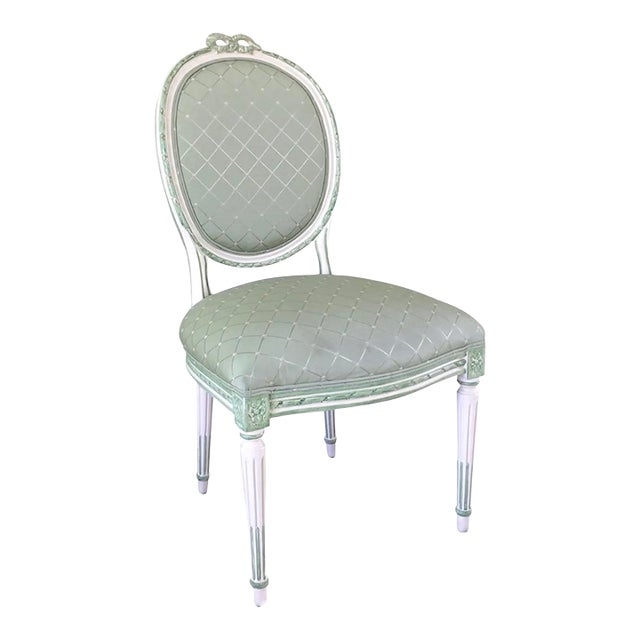 Julia Gray Hand-Painted Side Chair in Celadon Green For Sale