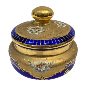 Round Murano Glass Jar with Gold and Enamels, 1970s
