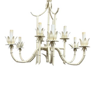 1960’s Pagoda Faux Bamboo Tole Chandelier For Sale