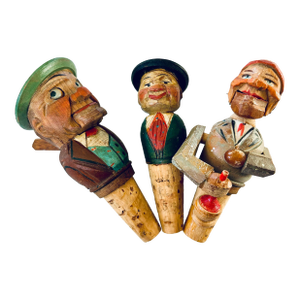 3 Continental Mechanical Carved Wooden Wine Corks