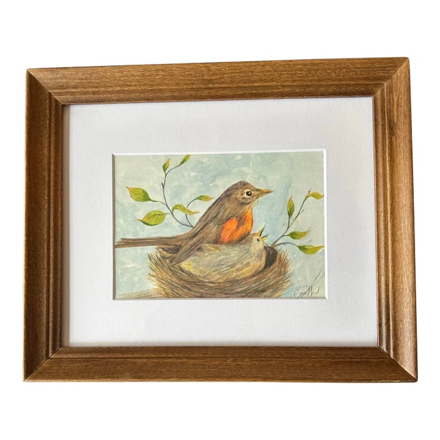 Framed Original Mixed Media Painting by Nancy Smith “Under His Wing” For Sale