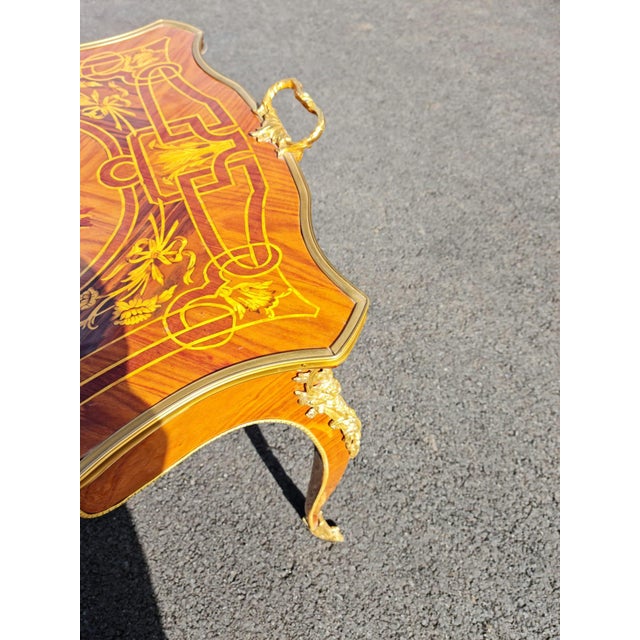 2020s Marquetry French Style Tea, Coffe Table/Desk. Coffee and Tea Party Table For Sale - Image 5 of 8